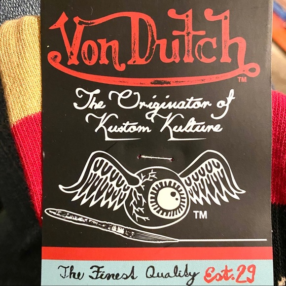 Von Dutch Helmet Spark Plugs LA CA Mid-Calf Socks - Picture 3 of 4